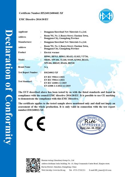 Porcelana Dongguan Sheerfond New Materials Co., Ltd. certificaciones