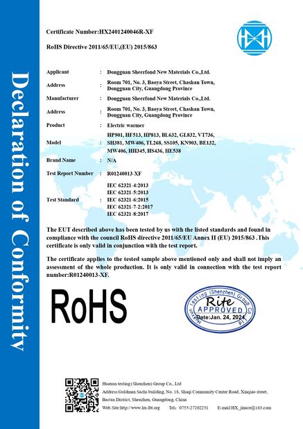 Porcelana Dongguan Sheerfond New Materials Co., Ltd. certificaciones